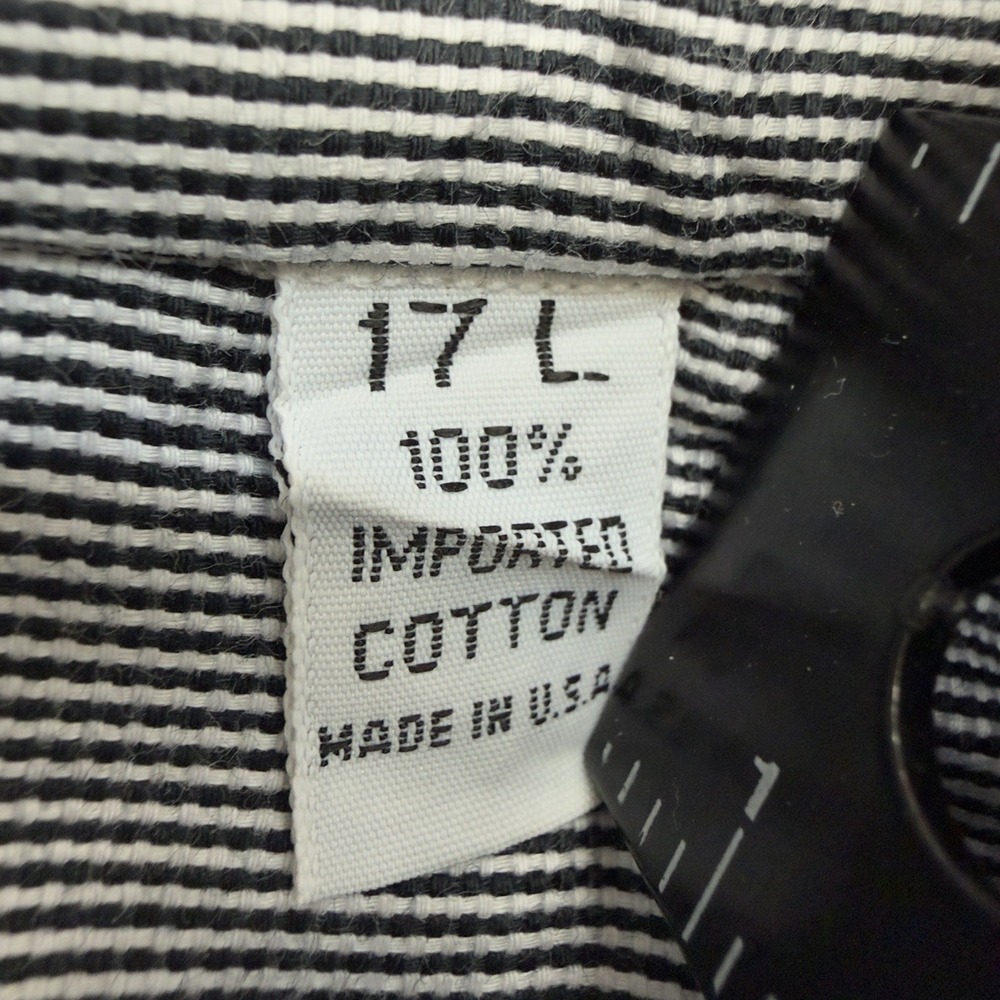 Vintage Versace V2 Shirt Mens Large 17 Black Striped Made USA Cotton Classic 90s - Picture 6 of 12